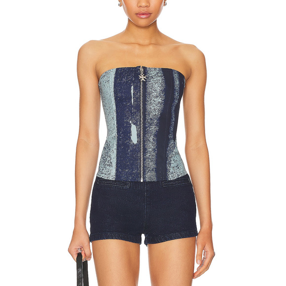 Miaou 'Riley' Blue Cotton Corset Size XS